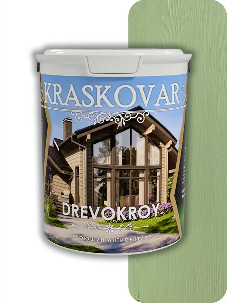 91671096 Антисептик защитно-декоративный кроющий Kraskovar Drevokroy цвет RAL 6019 зеленый 0.9 л STLM-0853681