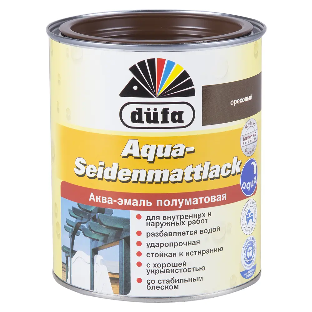 Эмаль Dufa Aqua-Seidenmattlack полуматовая цвет орех 0.75 л STLM-2047339