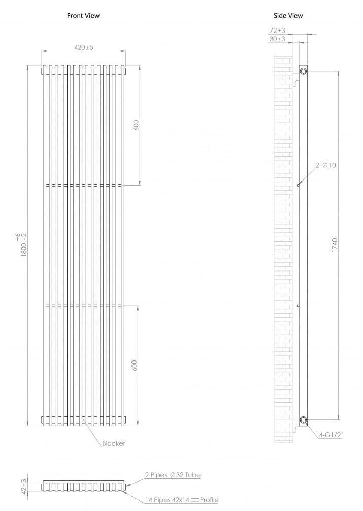 Вертикальный настенный полотенцесушитель LUSSO Shadow ARCH-00110457 - Вид №7