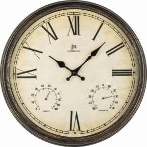 Часы настенные кварцевые с термометром и гигрометром 40 см бежевые Lowell LOWELL  00-3872959 Бежевый