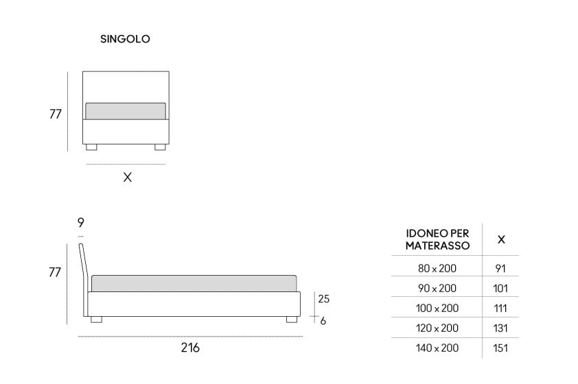 Съемная мягкая односпальная кровать Casamania & Horm кровать Figi ARCH-00058262 - Вид №4