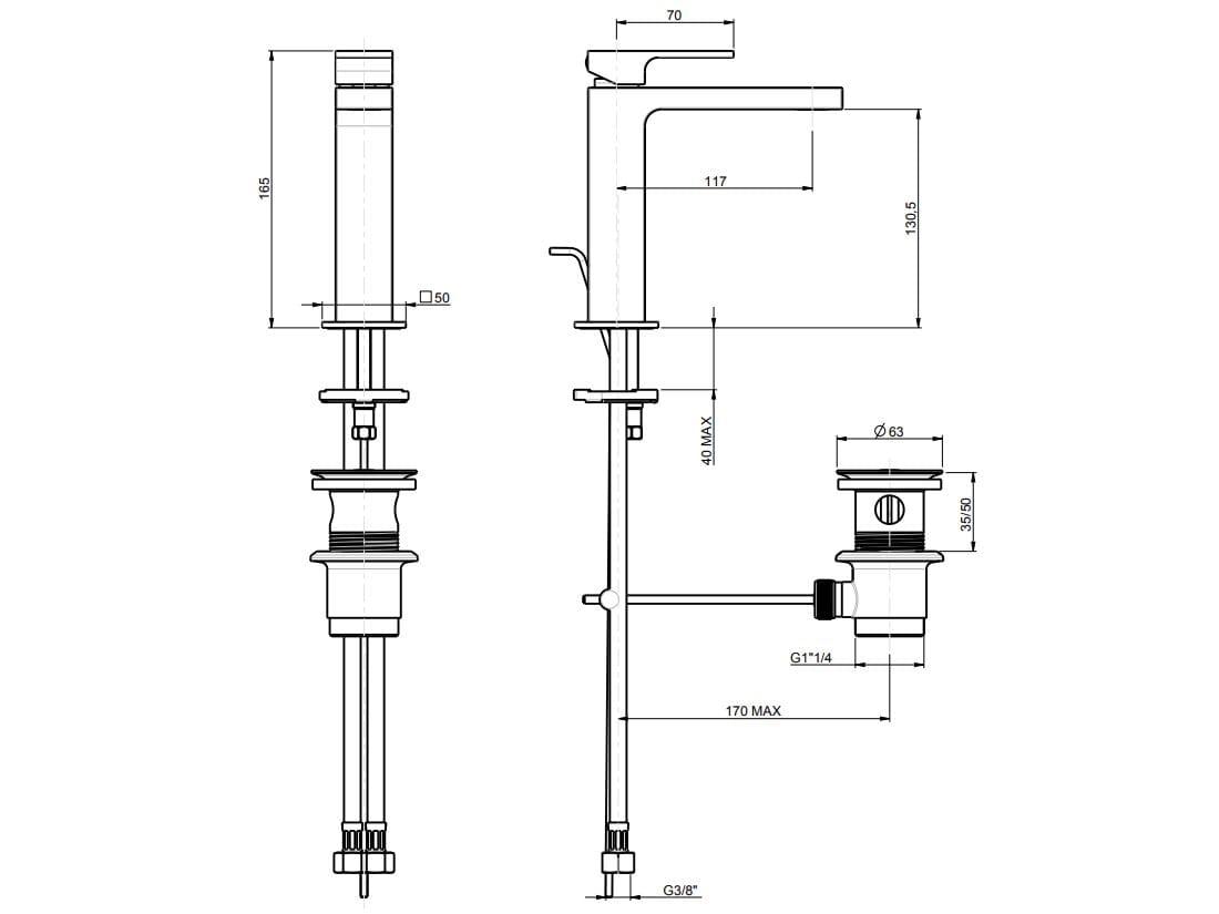 Однорычажный смеситель для раковины с раковиной Rubinetterie Frattini Vita Due ARCH-00058733 - Вид №10