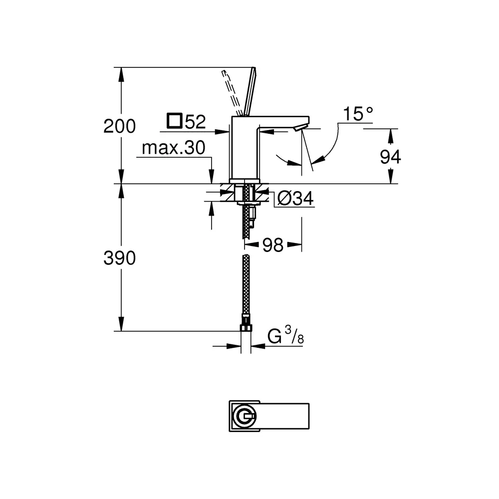 Смеситель для раковины Grohe Eurocube Joy S однорычажный цвет хром STLM-2152327 - Вид №1
