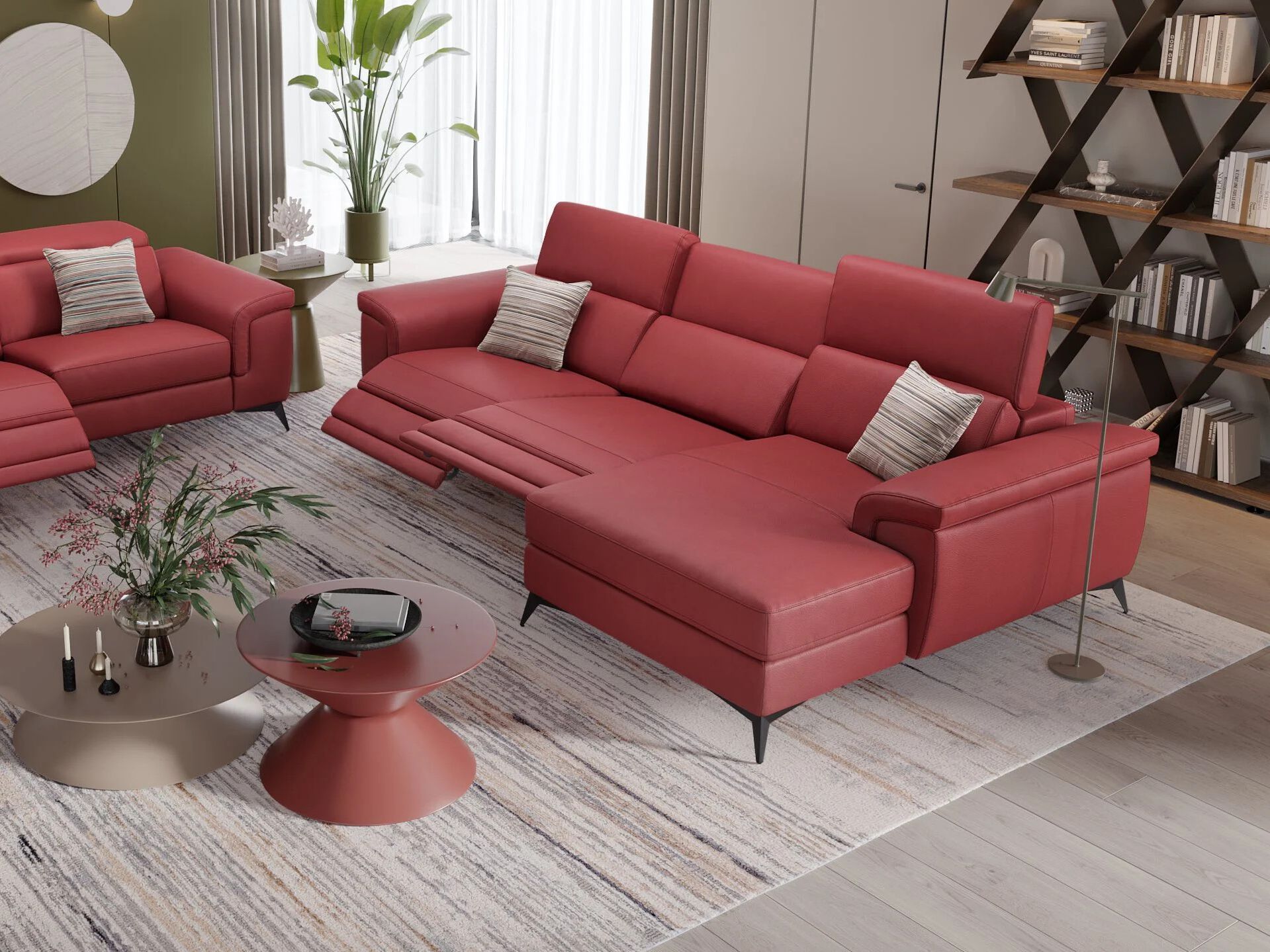 Кожаный диван с полуостровом Sofanella Amaro ARCH-00111949 - Вид №3