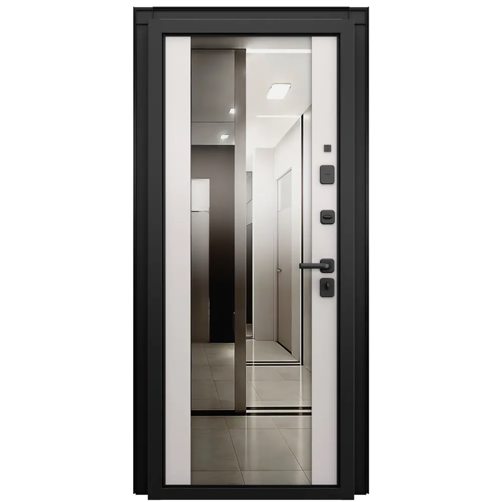 Дверь входная металлическая Браун Скай 86x205 см правая шелк белый с зеркалом TOREX STLM-2178209 - Вид №2