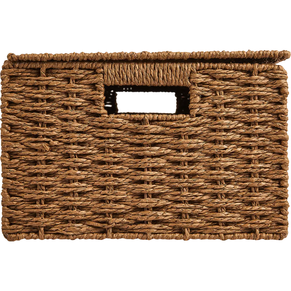 Корзина с крышкой для хранения 38x18x28 см бумага цвет коричневый SPACEO Kub STLM-2209458 - Вид №3