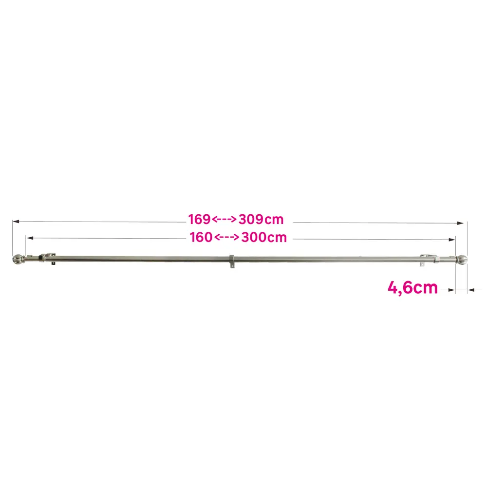 Настенный карниз раздвижной двухрядный Ikary d16/19 мм 160-300 см металл цвет никель 89440697 STLM-2180996 Santreyd  - Вид №3