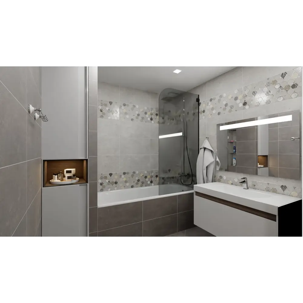 Декор настенный Belani Lounge Dec1 30x60 см матовый цвет серебряный STLM-2121484 - Вид №3