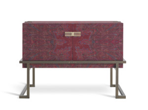 Шкаф с распашной дверью из металла и ткани