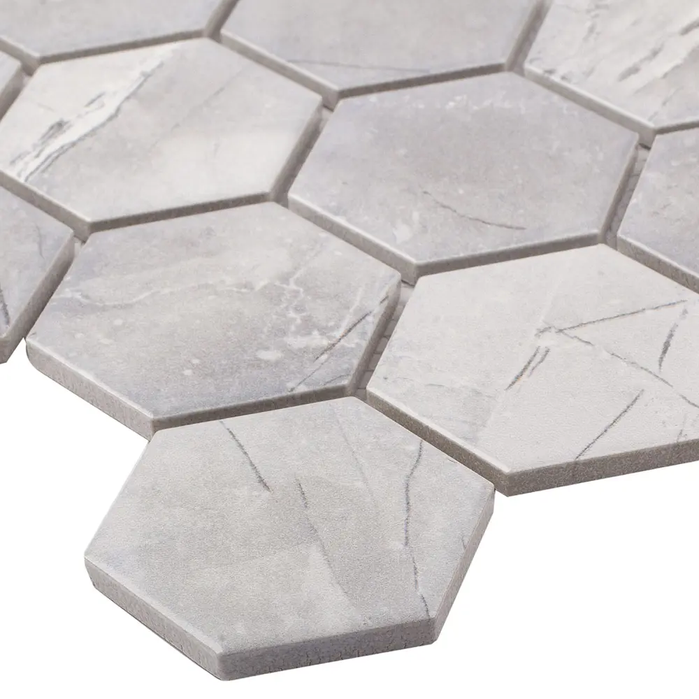 Мозаика керамическая Smart Mosaic Homework Hexagon Marblegrey Мат 27.1x28.2 см цвет серый STLM-2030911 - Вид №4