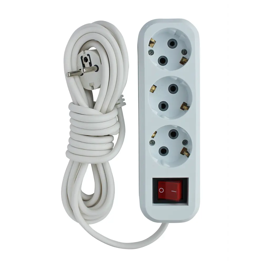Удлинитель с заземлением Duwi 32045 3 розетки, 3 м, выключатель STLM-2194629