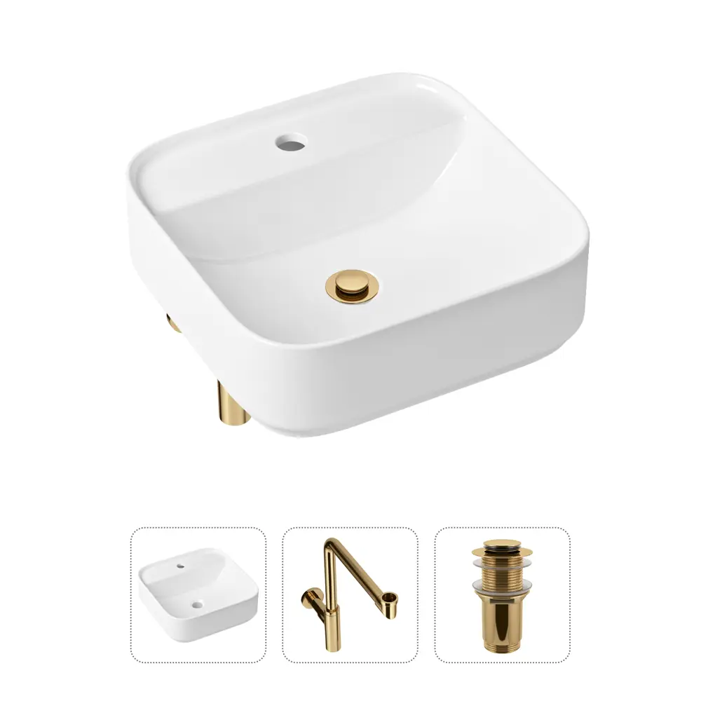 Накладная раковина Lavinia Boho Bathroom Sink Slim 21520319 фарфор 42 см с донным клапаном и металлическим сифоном