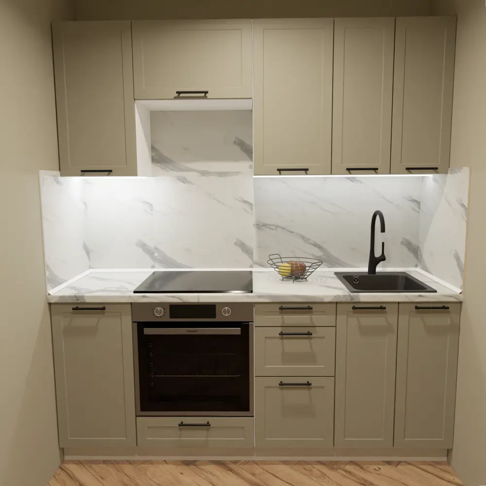 Кухонный гарнитур 200x60 см Ньюпорт ВУШ цвет топо KONSENSA STLM-2199732