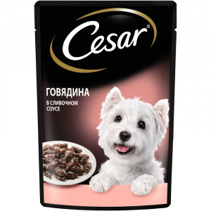 ПР0053685*28 Корм для собак Говядина в сливочном соусе пауч 85г (упаковка - 28 шт) Cesar