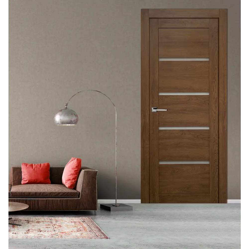 Дверь межкомнатная со стеклом Тренд горизонтальный 80x200 см Hardflex коричневый без замка, без петель ПРИНЦИП STLM-2111030 - Вид №3