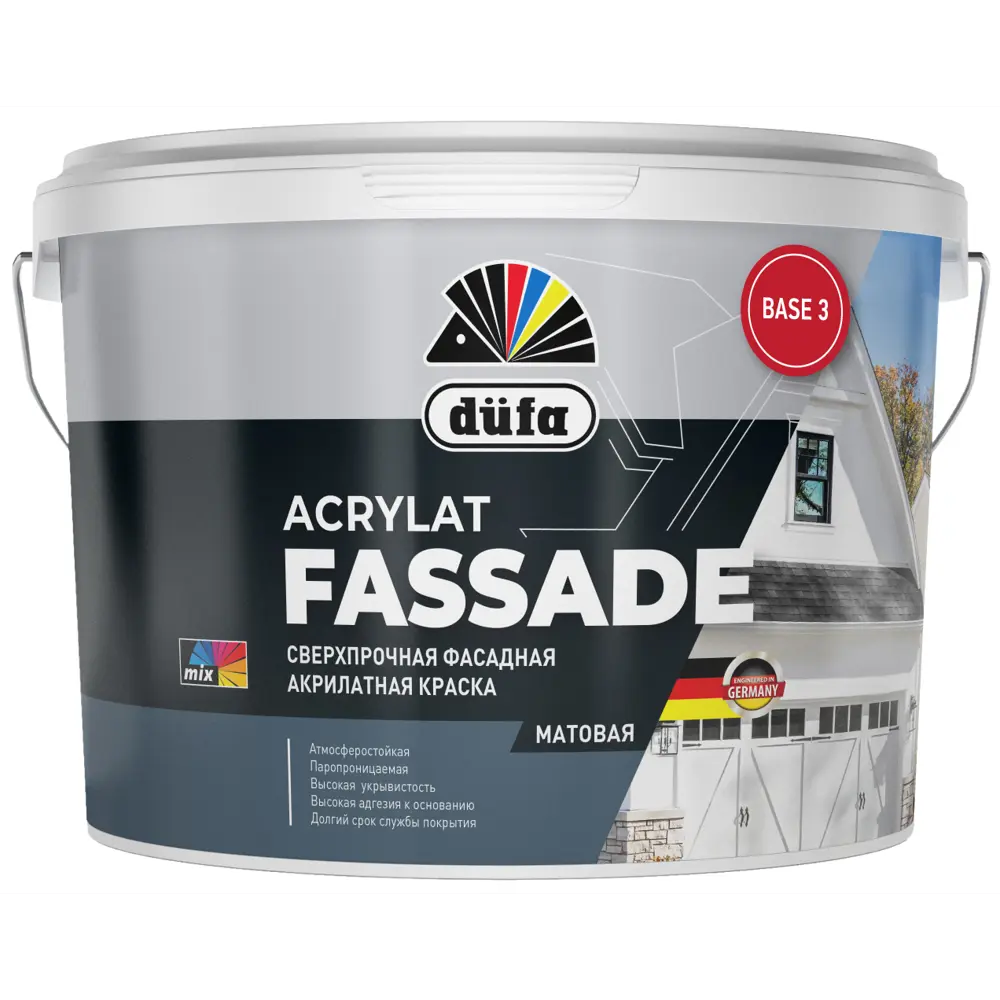 Краска фасадная Dufa Acrylat Fassade матовая цвет прозрачный база C 2.5 л STLM-2059248