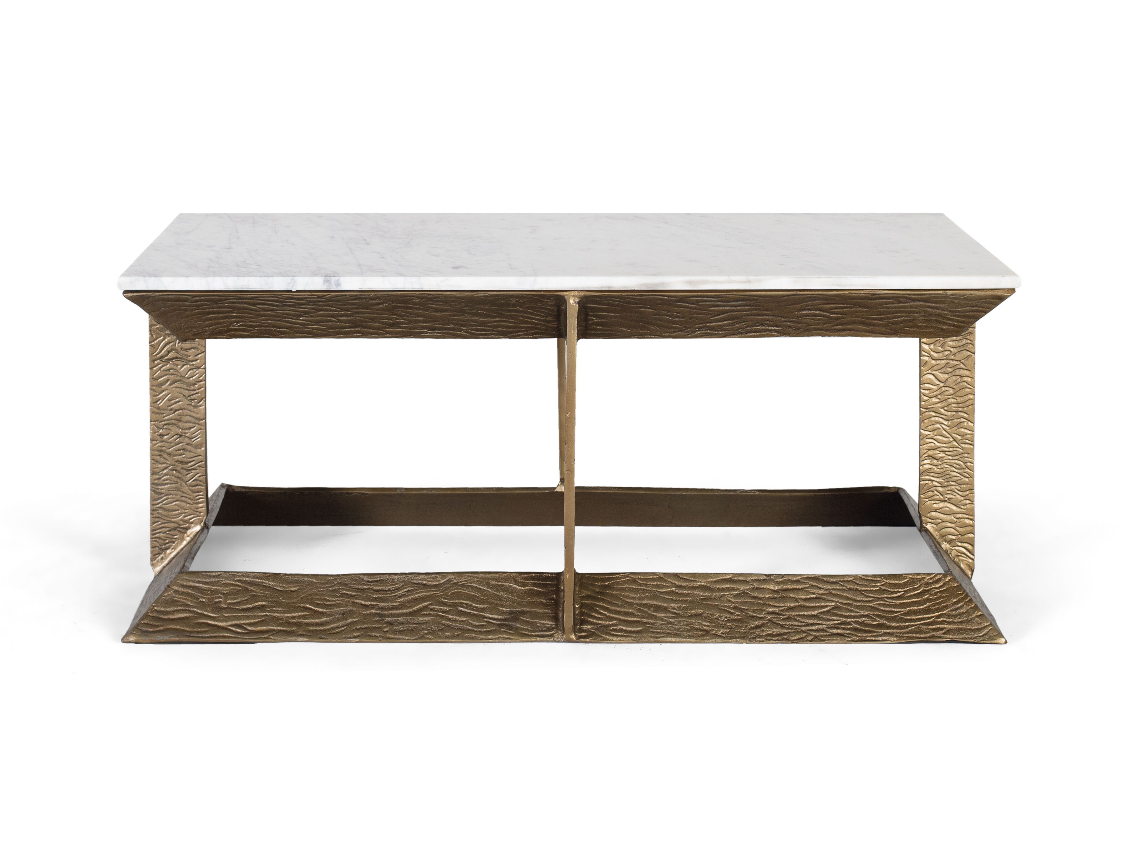 Мраморный прямоугольный низкий журнальный столик с алюминиевым основанием Giner y Colomer 1612 ARCH-00074704