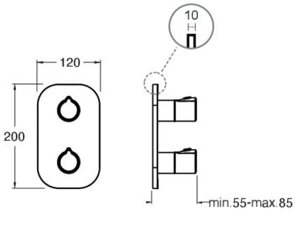 Термостатический смеситель для душа / ванны с 2 отверстиями и переключателем CRISTINA Rubinetterie Термостатические смесители-Shower &amp ARCH-00089653 - Вид №1