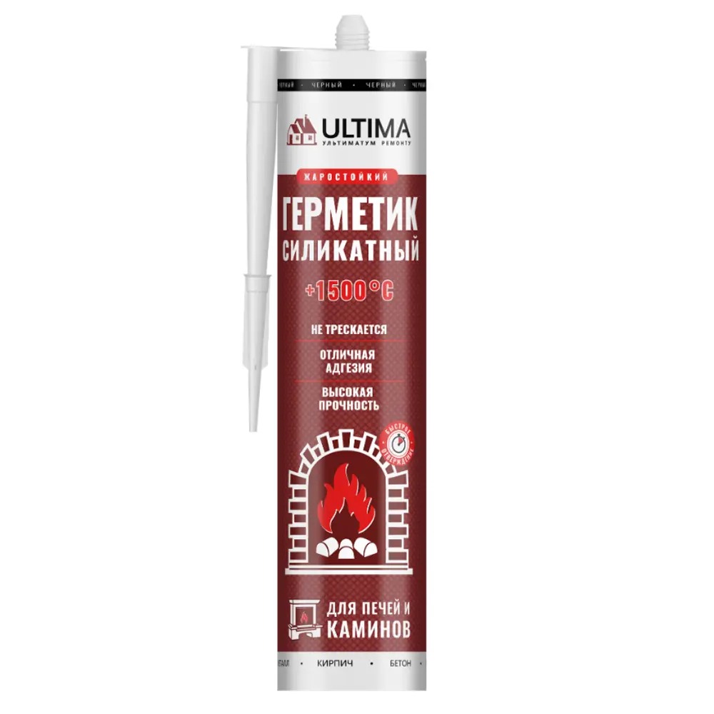 Герметик силикатный Ultima 1500 для печей черный 260 мл Santreyd STLM-2103135