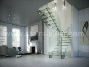 Siller Treppen П-образная самонесущая открытая лестница из стекла Londra