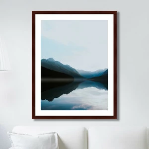 Арт-фотография в деревянной раме 78,5х100 см Bowman Lake, United States КАРТИНЫ В КВАРТИРУ  264813 Белый;голубой;разноцветный