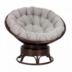 Кресло-качалка круглое из ротанга с подушкой орех Papasun Swivel Rocker IMPEX  00-3885604 Коричневый;серый