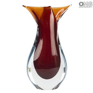 2885 ORIGINALMURANOGLASS Ваза Красная рыба - соммерсо - Original Murano Glass OMG 12 см