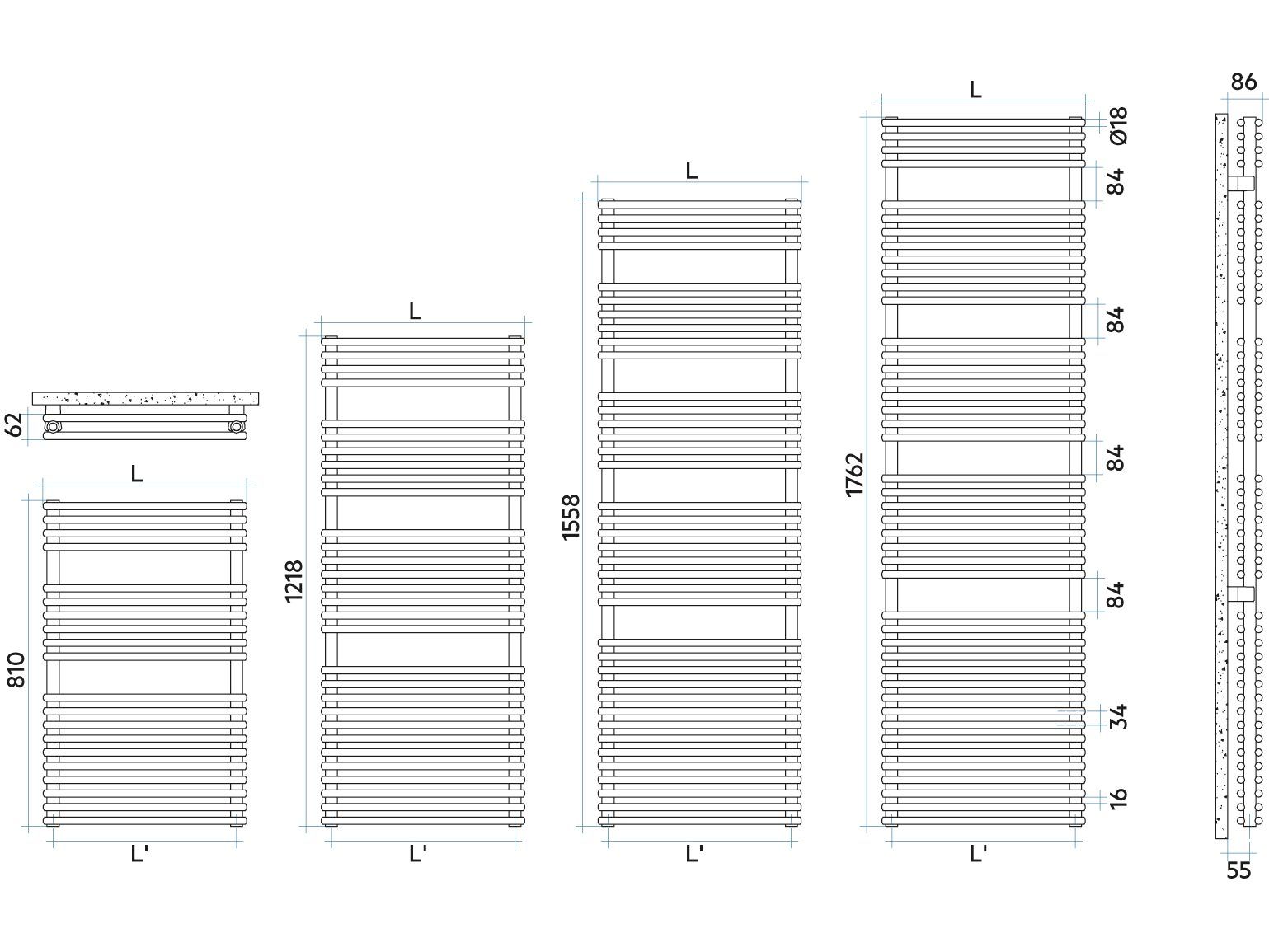 Стальной радиатор для ванной комнаты Irsap флейта ARCH-00073779 - Вид №4