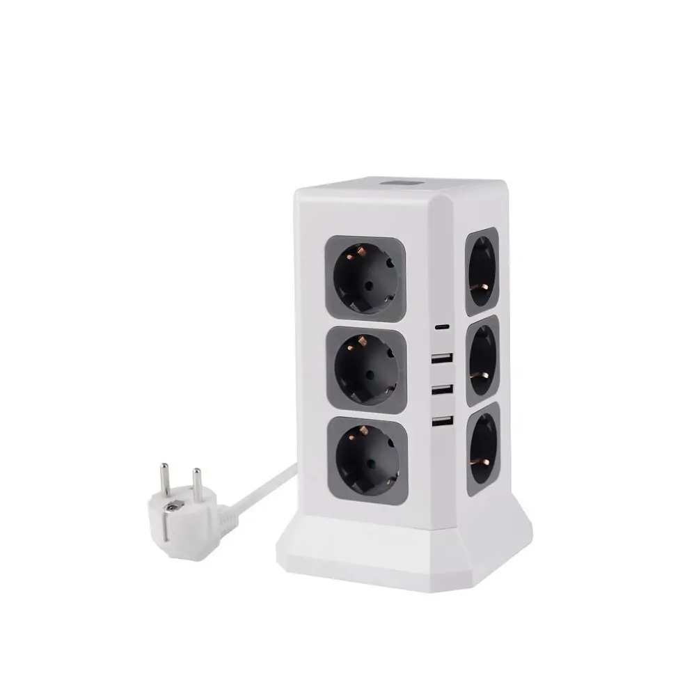 Удлинитель бытовой Rocketsocket Tower Extended GNS5004 12 розеток с заземлением 4 USB 3A+C с блоком 5В/3.4А 2 м цвет белый