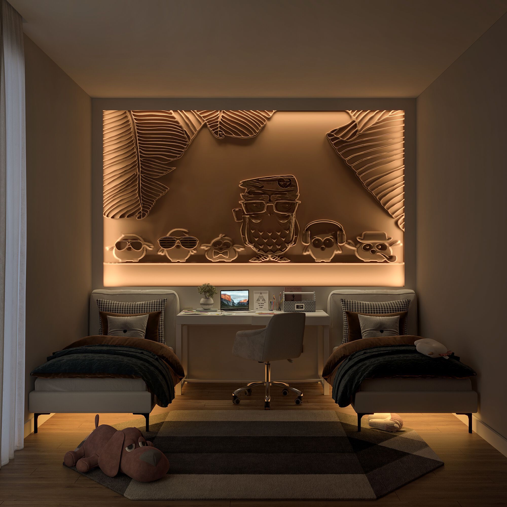 Трехмерная декоративная гипсовая панель WallDeco OWLS ARCH-00110489 - Вид №2