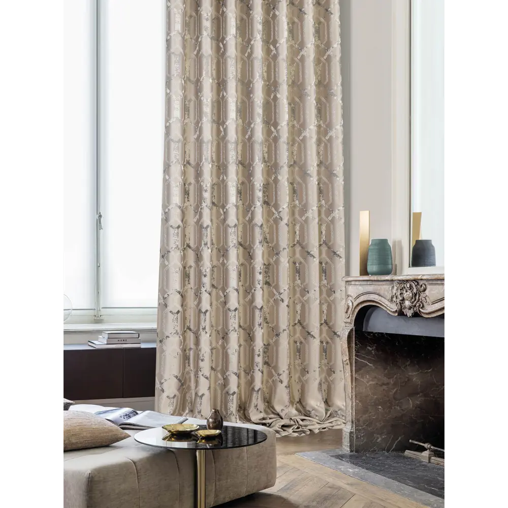 MIAMOZA Штора Jane бежево-серая на ленте 160x280 см 89376208 STLM-1461425 - Вид №3