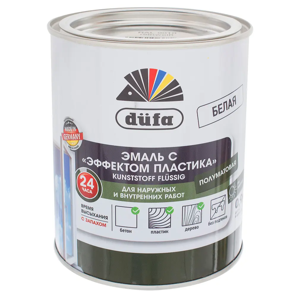 Эмаль с эффектом пластика цвет белый 0.9 кг Dufa STLM-2137348 - Вид №1