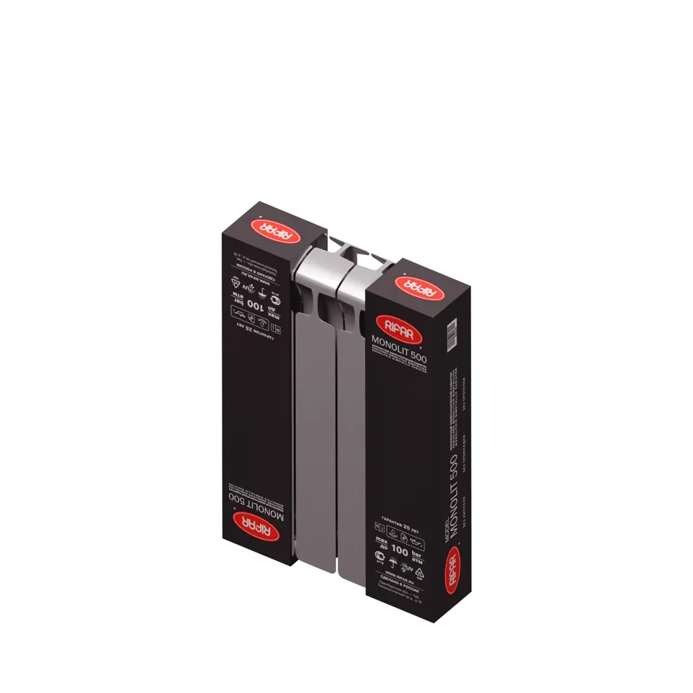 Радиатор секционный Rifar Monolit M50004RAL7012 500/100 4 секции боковое подключение биметалл серый STLM-2027753 - Вид №5