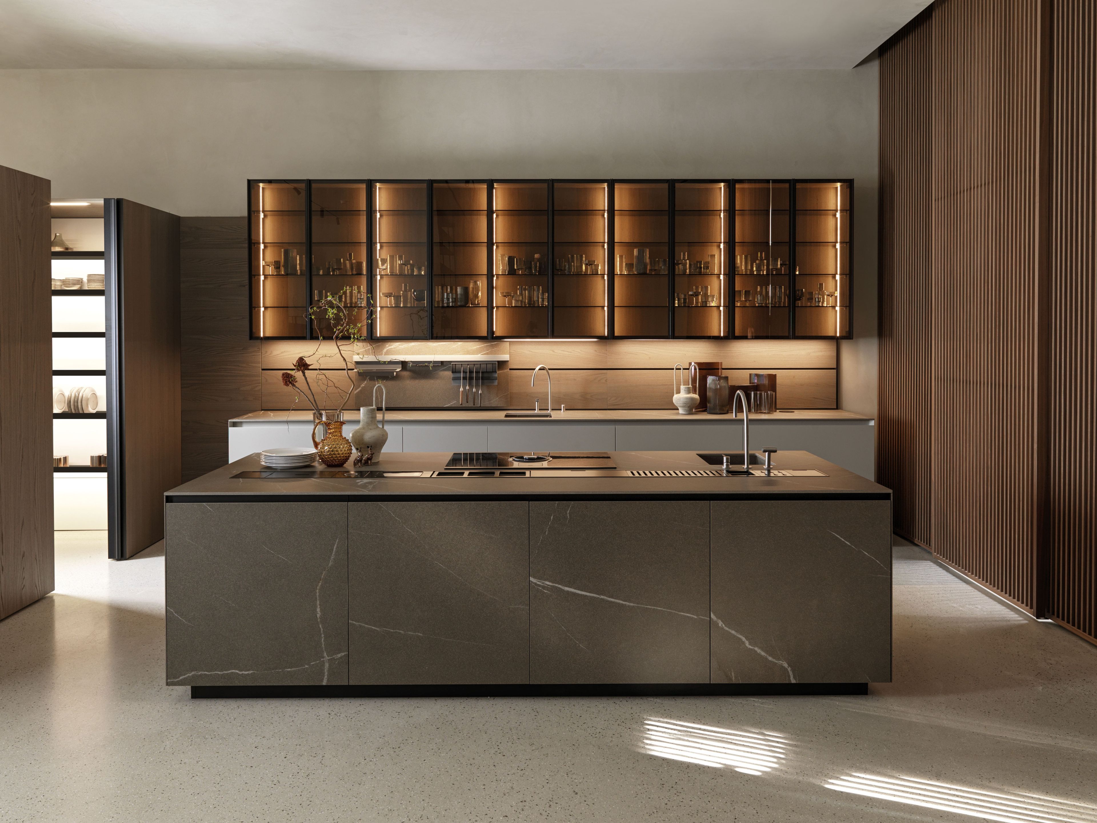 Встроенная кухня с островом без ручек Euromobil Telero ARCH-00134979