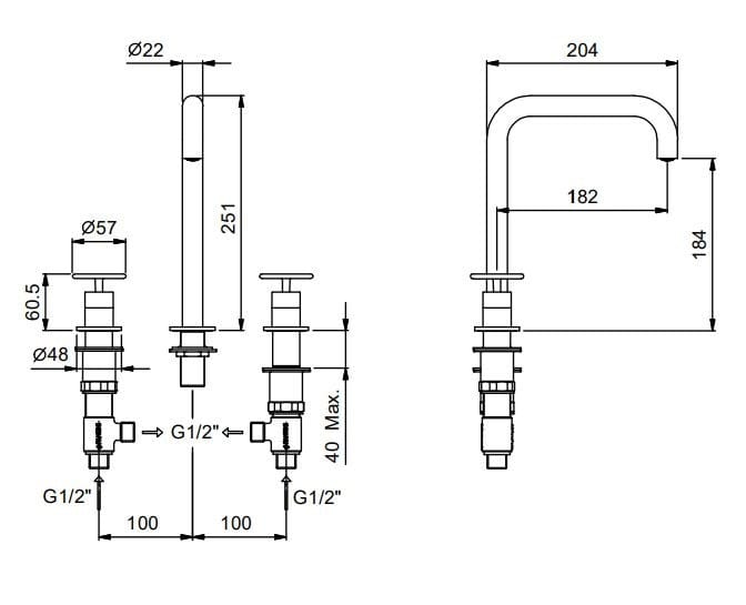 Столешница с 3 отверстиями в сборе Fantini Rubinetti Fontane Bianche / Salvatori + Fantini ARCH-00108932 - Вид №1