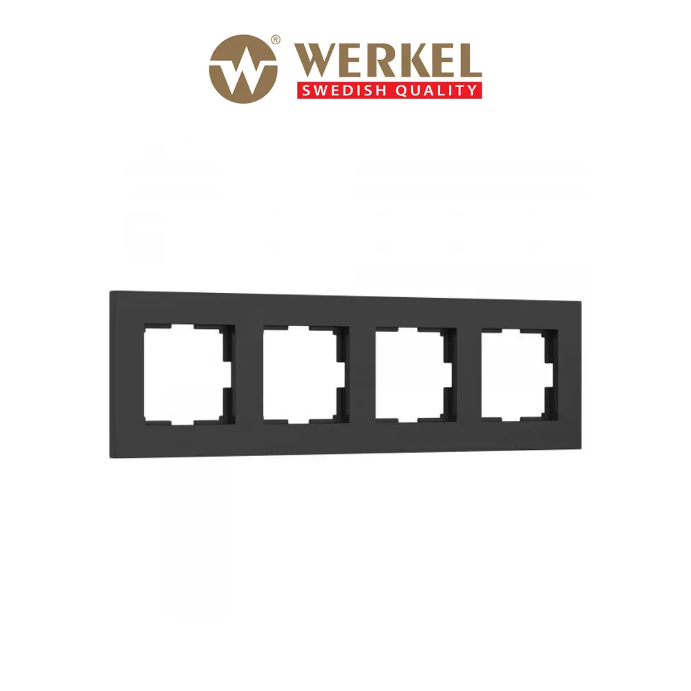 Рамка для розеток и выключателей Werkel Slab W0042908 4 поста цвет черный матовый