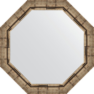 BY 7323 Зеркало в багетной раме - серебряный бамбук 73 mm EVOFORM Octagon