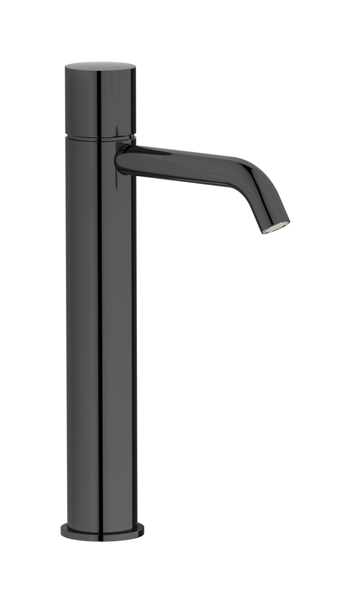 Высокий смеситель для раковины на 1 отверстие в комплекте с донным клапаном WE ARE IB rr202cf Black Chrome Brera