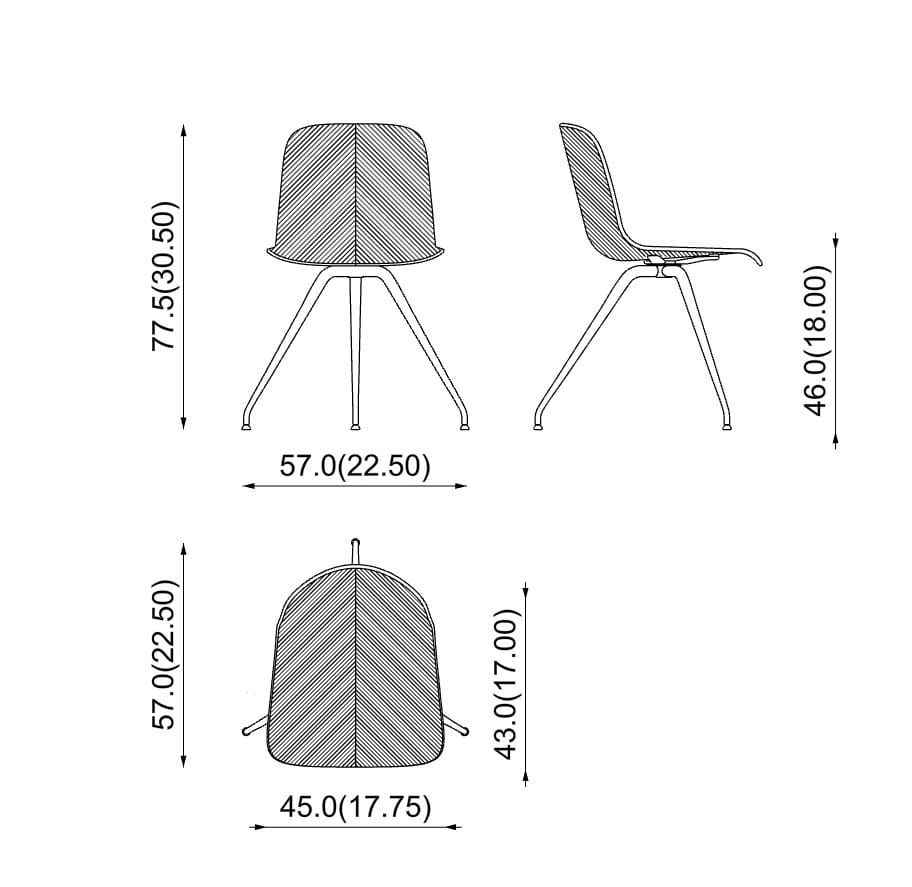 Стальной и деревянный поворотный стул PIAVAL Herringbone-Contract ARCH-00088864 - Вид №5