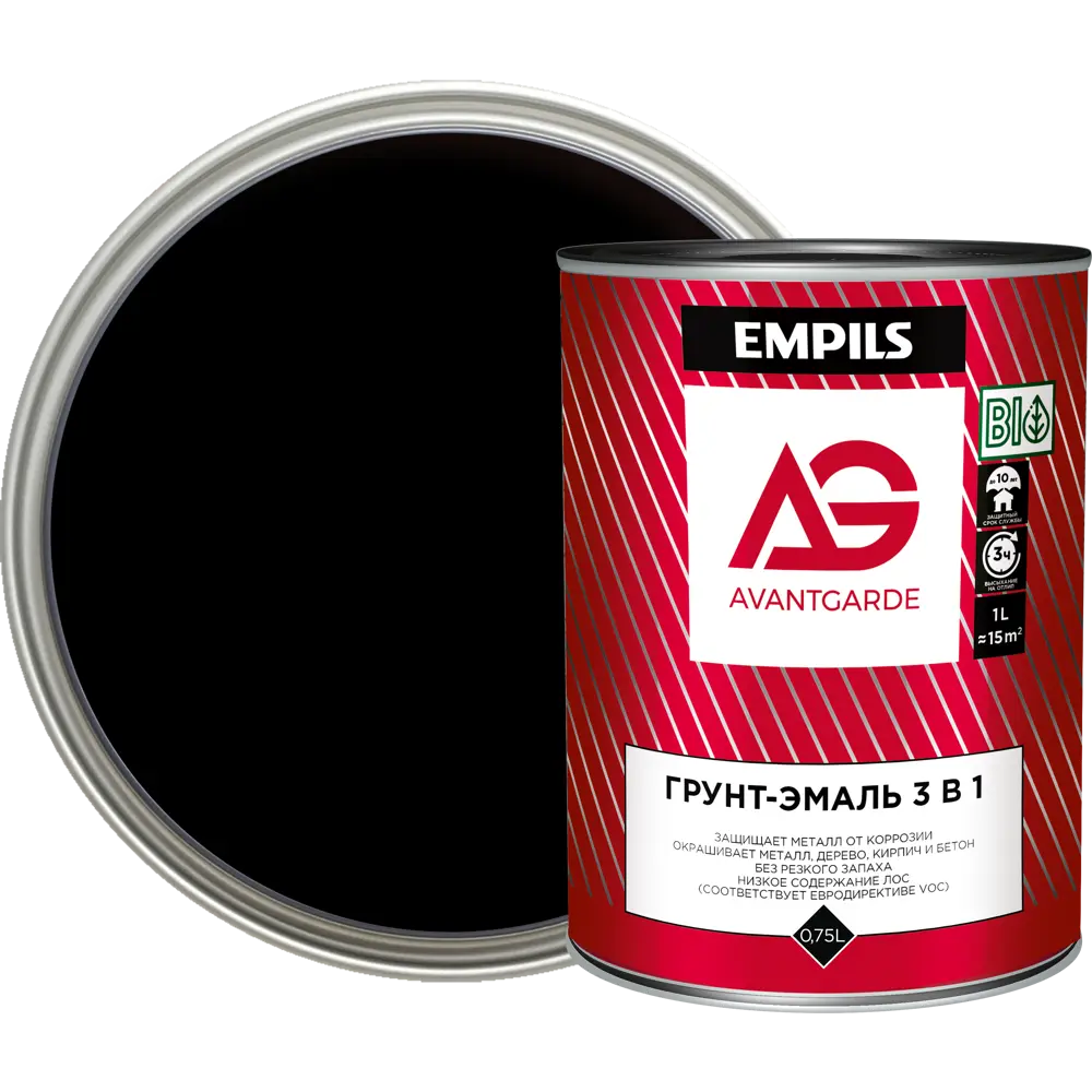 Грунт-эмаль Avantgarde глянцевый цвет черный 0.9 кг STLM-2058741