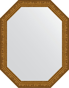 BY 7022 Зеркало в багетной раме - виньетка состаренное золото 56 mm EVOFORM Octagon