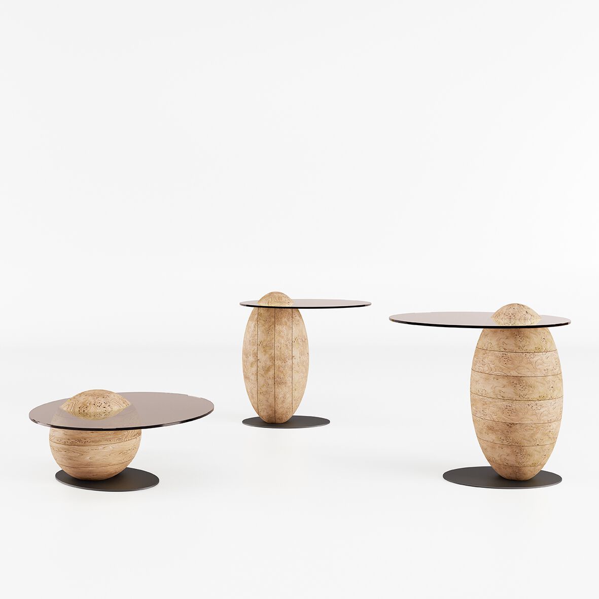 Деревянный и стеклянный овальный журнальный столик Bizzotto Italia Нара ARCH-00088573 - Вид №1