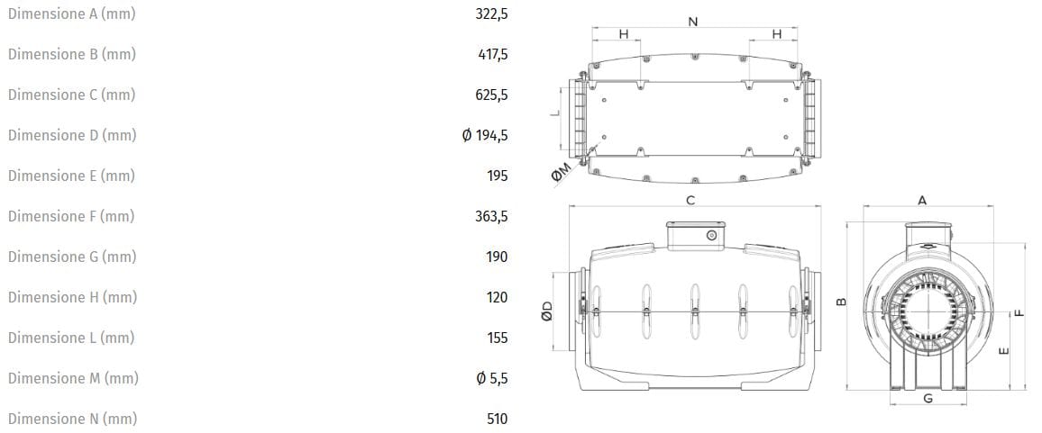 Промышленный центробежный воздуховод Vortice LINEO QUIET ARCH-00051939 - Вид №2