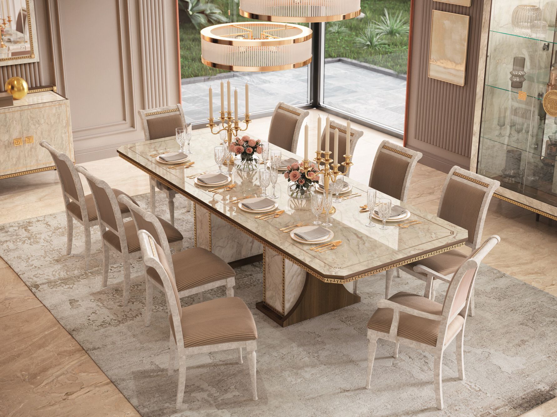 Мраморный прямоугольный выдвижной стол Arredoclassic романтика ARCH-00052632