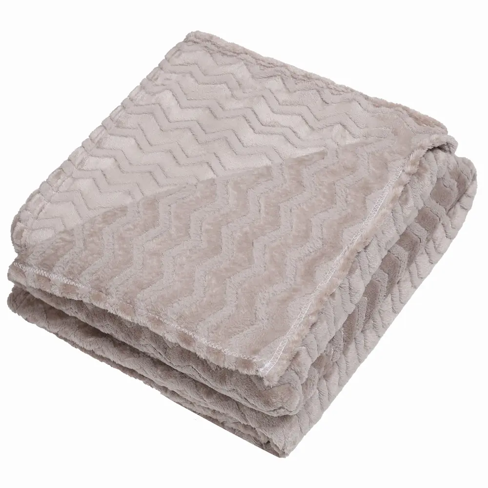 Плед Зигзаг 200x220 см фланель цвет бежевый TEXREPUBLIC STLM-2159629