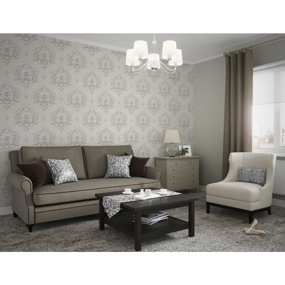 Обои флизелиновые Vog Collection Турецкий дамаск серые 1.06 м VV71061-14 82098059 STLM-2105292 - Вид №3