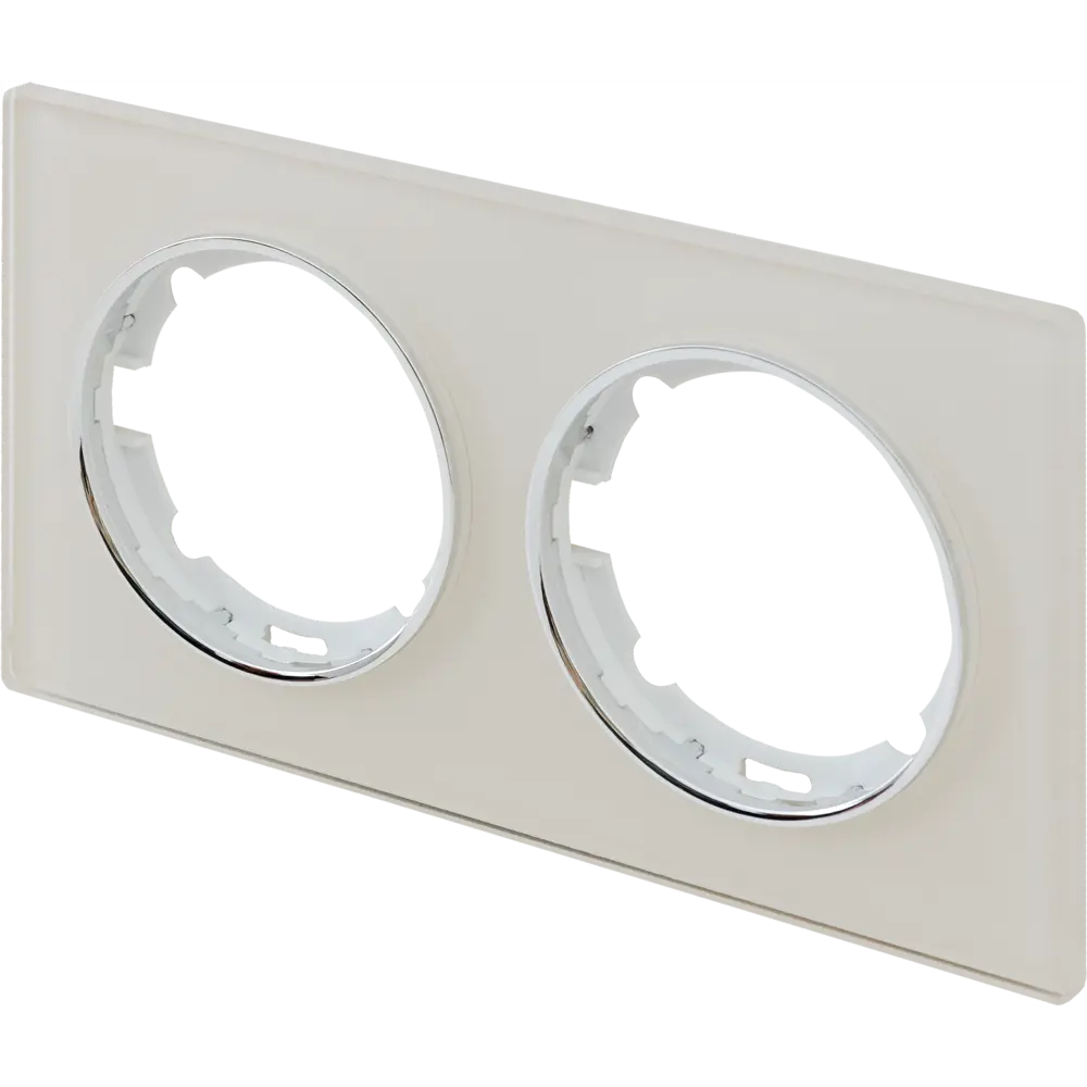 Рамка для розеток и выключателей Onekey Florence 2 поста стекло цвет бежевый ONEKEYELECTRO STLM-2058087 - Вид №2