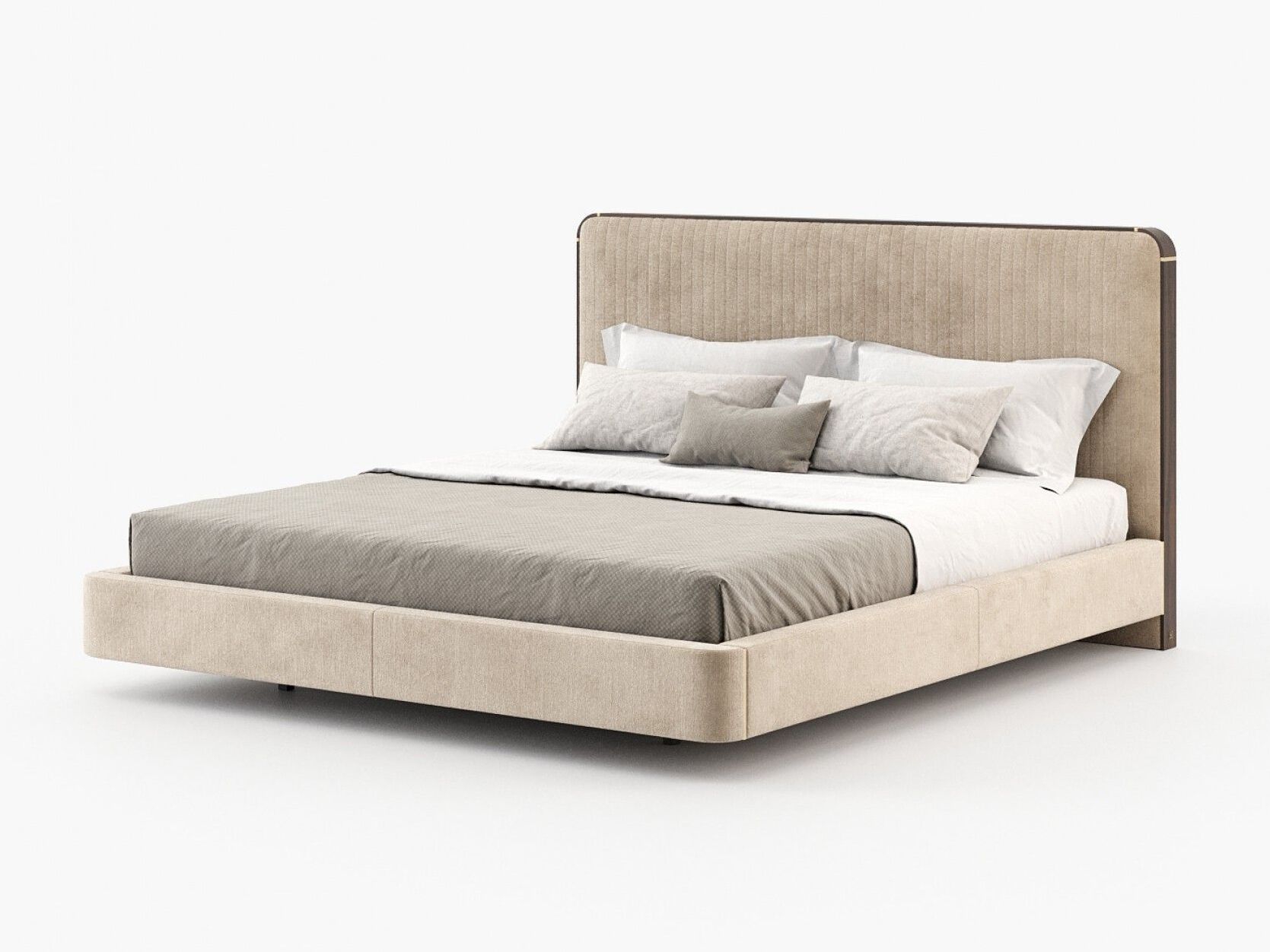 Двуспальная кровать из ткани с мягким изголовьем Laskasas ANNY ARCH-00006314