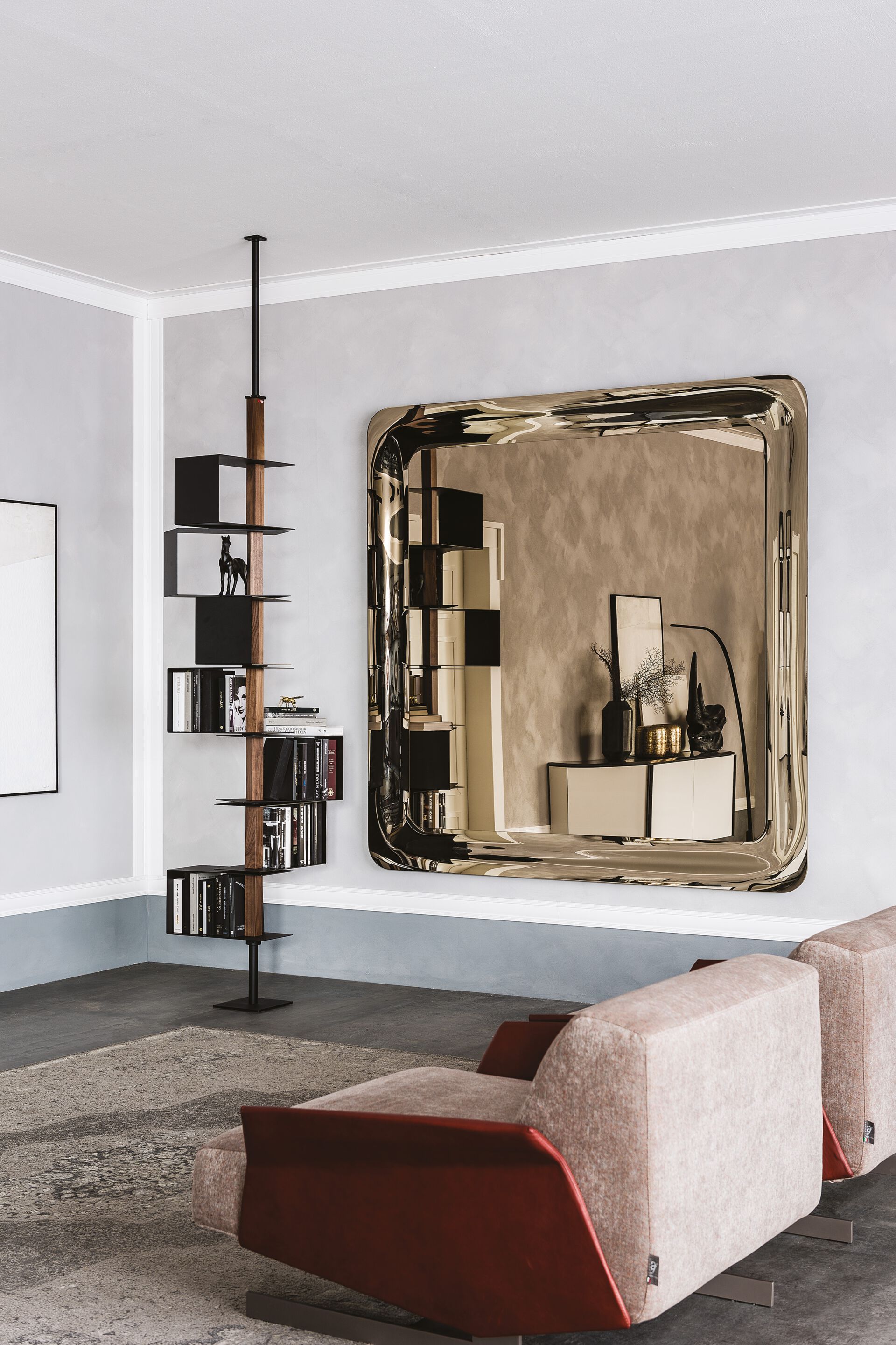 Книжный шкаф из стали и дерева с креплением пол-потолок Cattelan italia TOKYO ARCH-00057405 - Вид №4