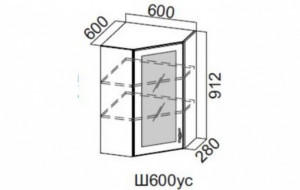87039 Ш600ус/912 Шкаф навесной 600/912 (угловой со стеклом) SV-мебель